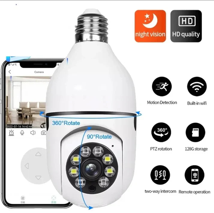 Wireless Wifi  360° Light Bulb Camera